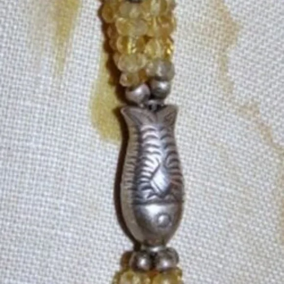 Massive Runway Citrine Faceted Bead & Sterling Silver Tassel Necklace